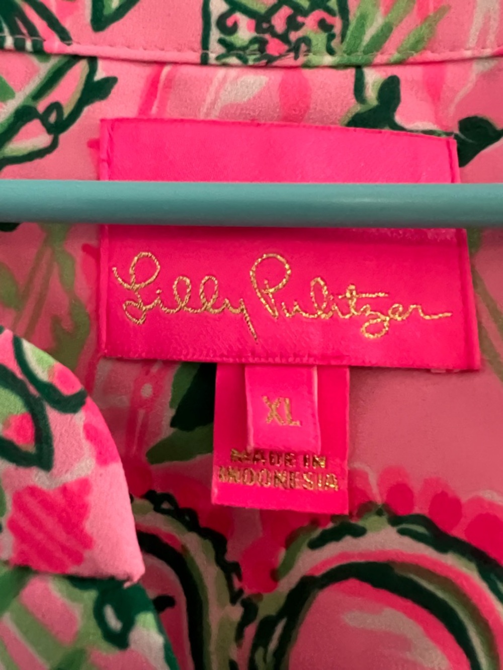 Lilly Pulitzer Pink & Green Palm Print Tiered Dress - Picture 2 of 2